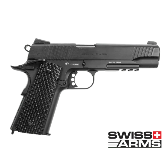 Cybergun Swiss Arms Colt 1911 Tactical Rail Siyah 4.5 mm CO2 Havalı Tabanca