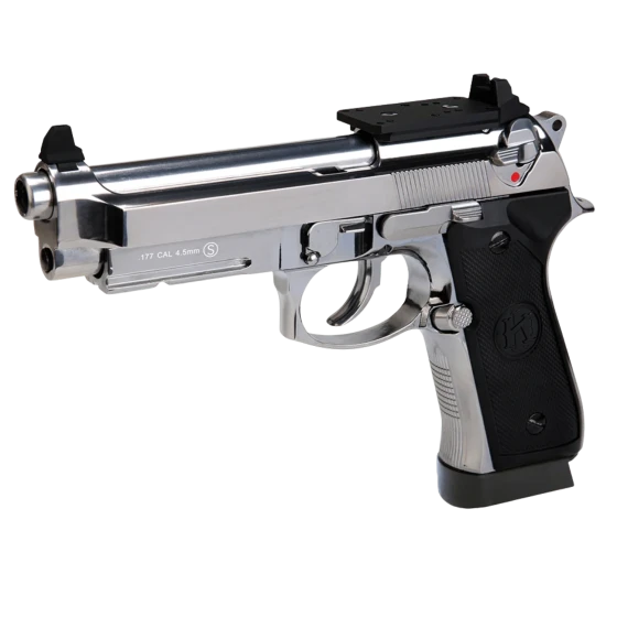 KLI BERETTA KL92 SILVER Parlak Gümüş (OPTIK Ready + G10 Grip) CO2 BLOWBACK 4.5mm Havalı Tabanca