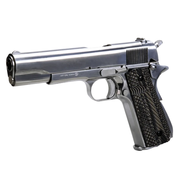 KLI COLT 1911 SILVER Parlak Gümüş (G10 Grip) CO2 BLOWBACK 4.5mm Havalı Tabanca