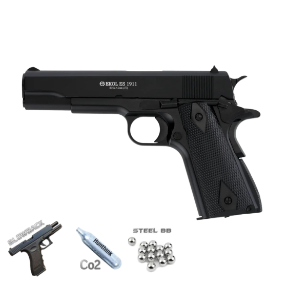 EKOL ES 1911 Colt Siyah Havalı Tabanca - Blowback