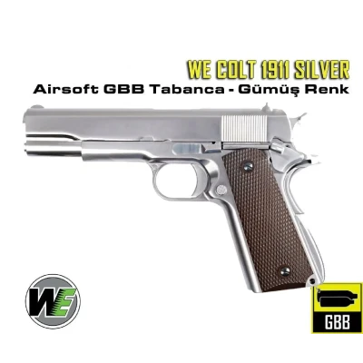 WE COLT 1911 Silver Kahve Kabza GBB Airsoft Tabanca